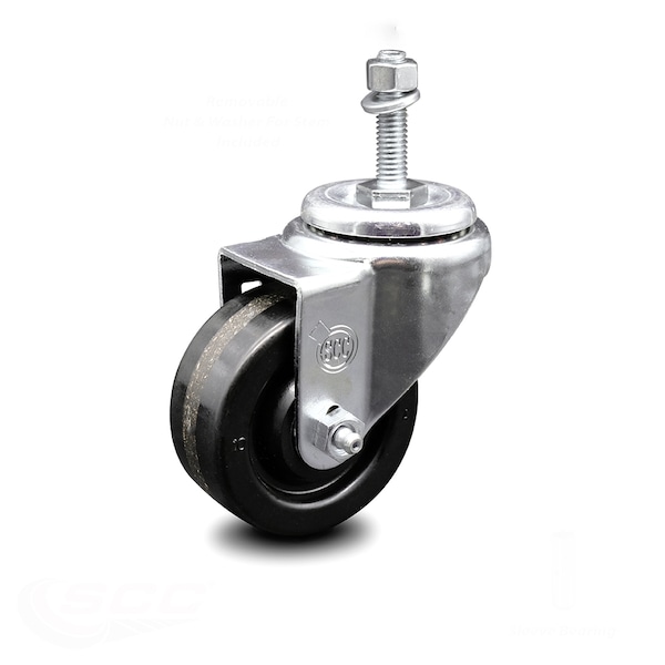 3.5 Inch Phenolic Wheel Swivel 3/8 Inch Threaded Stem Caster